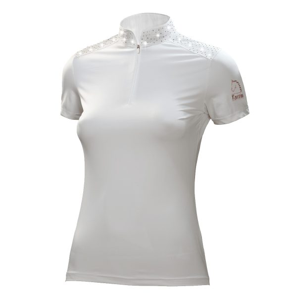 Maglia da concorso donna con strass argento e oro rosa
